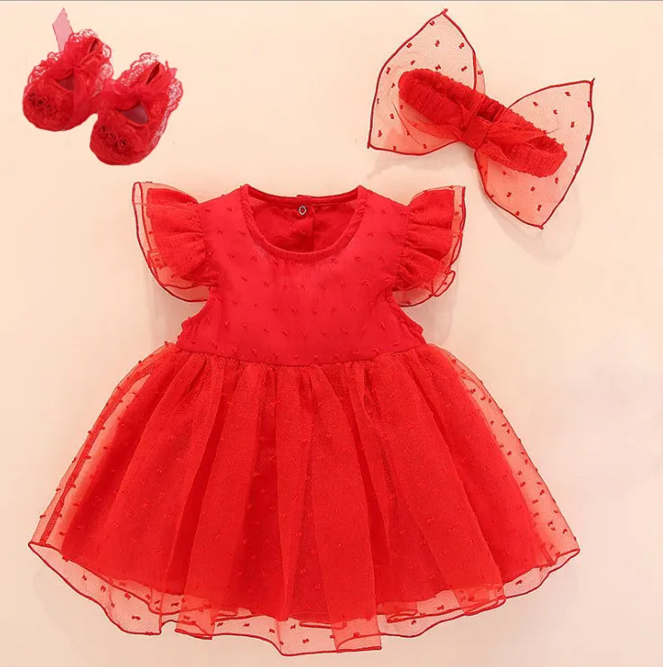 mode 1 red shoes Детское платье для крещения г., красное платье для новорожденных девочек Vestidos Bebe, белое платье на крестины для маленьких девочек 3, 6, 9 месяцев - Цвет: mode 1 red shoes