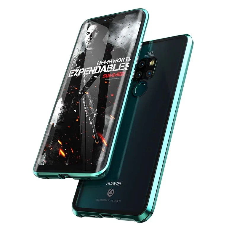 Роскошный Алюминиевый металлический магнитный чехол для huawei Mate20 Mate20Pro 360 Передний+ задний двухсторонний закаленное стекло Адсорбция KS0162