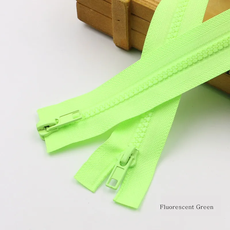 Fluorescent Green 1 шт многоцветная Смола двойной открытый конец молнии Одежда спальный мешок кровать сетки молния замок DIY бытовые аксессуары для шитья одежды - Цвет: Fluorescent Green