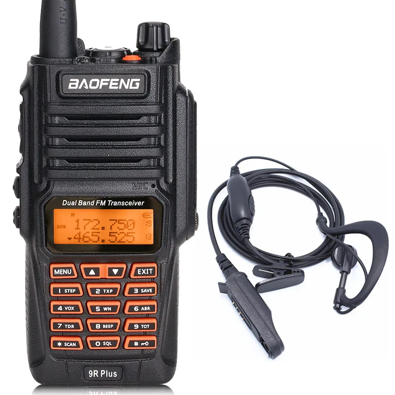 Baofeng UV-9R Plus Водонепроницаемая рация 8 Вт двухстороннее радио двухдиапазонное портативное радио 10 км дальность UV9R CB Ham портативное радио - Color: add 2 ptt headset