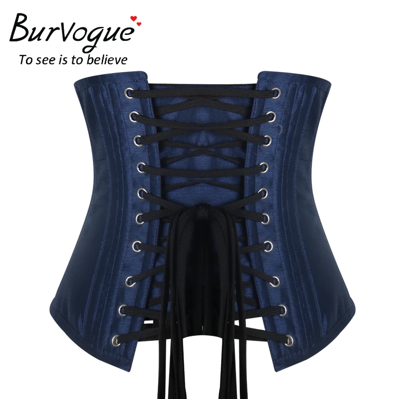 Burvogue Женский корсет под грудь атласный Стальные кости пояс готический стимпанк