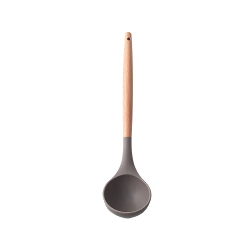 D Spoon Силиконовая кухонная утварь, набор антипригарных кухонных инструментов, ложка, лопатка, венчики для яиц с деревянной ручкой, столовая посуда, аксессуары, принадлежности - Цвет: D Spoon