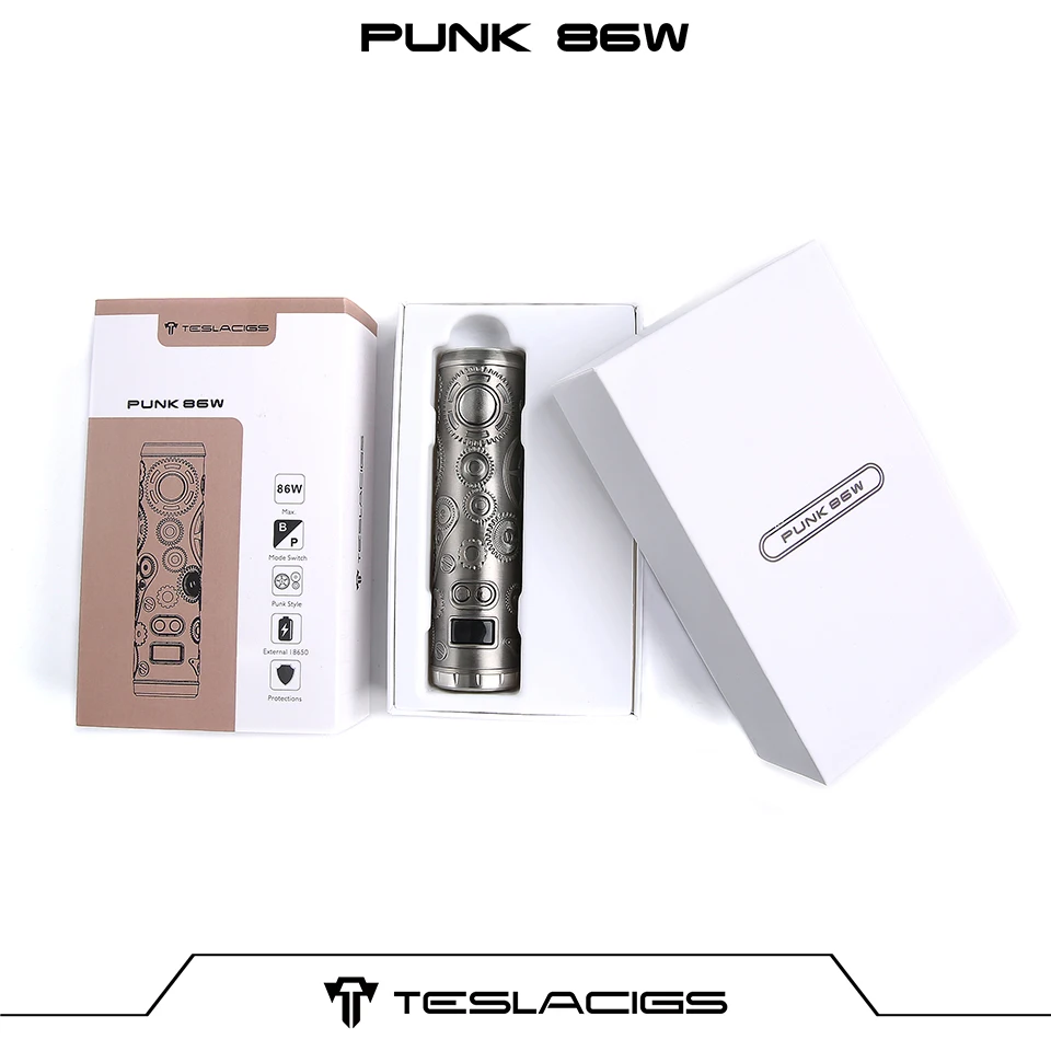 Оригинальный Tesla Punk 86W Mech Mod Teslacigs Max механический Vape Pen Kit вапоризатор в стиле панк