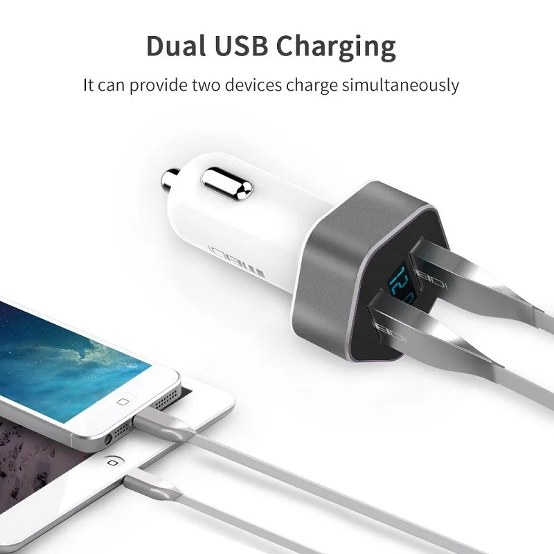 Зарядное устройство MEIDI USB автомобильное зарядное с двойным цифровым