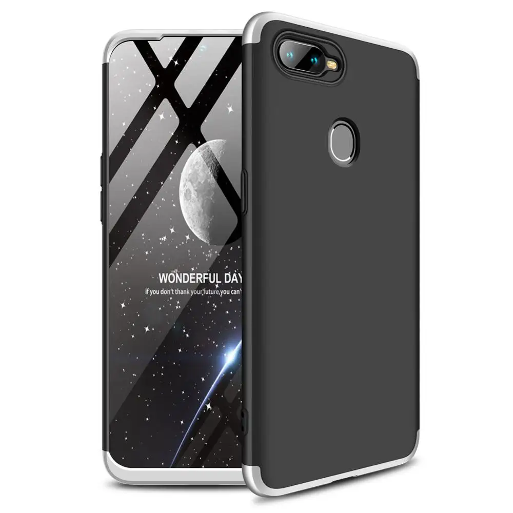 Silver Black CCDZ 3 в 1 Роскошные 360 градусов Полная защита жесткая матовая поверхность из поликарбоната чехол для OPPO A7 Противоударная защитная задняя крышка из полноразмерный защитный чехол для телефона - Цвет: Silver Black