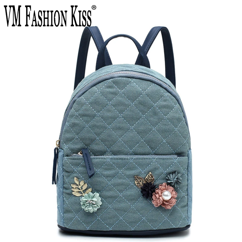 Классический рюкзак VM FASHION KISS для женщин Холщовый школьный ранец с вышивкой и