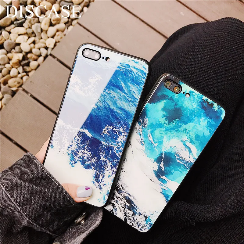 DISCASE закаленное Стекло Shell Телефон чехол для iphone X эксклюзивная модная волна