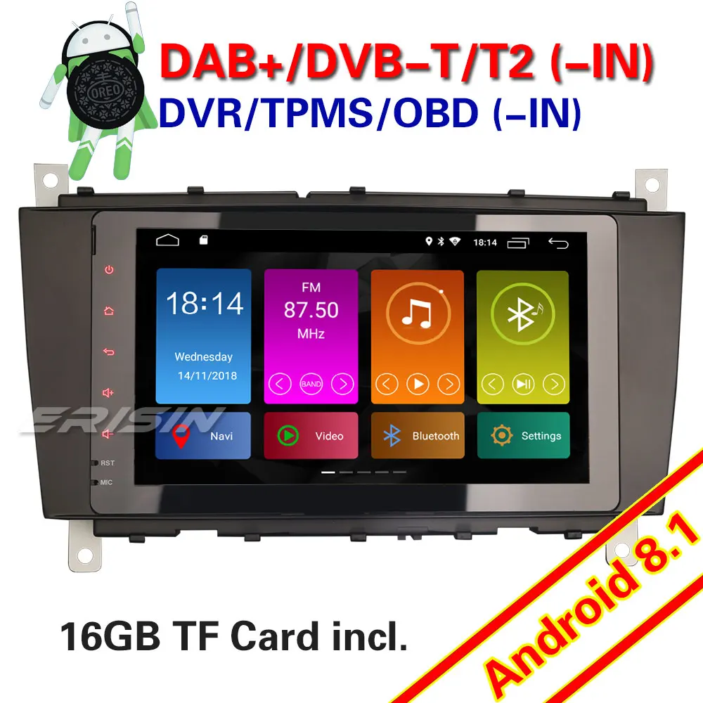 Erisin ES2983C 8 &quotАвтомобильный мультимедийный плеер авто радио Android 9 0 DAB + DVR OBD GPS для