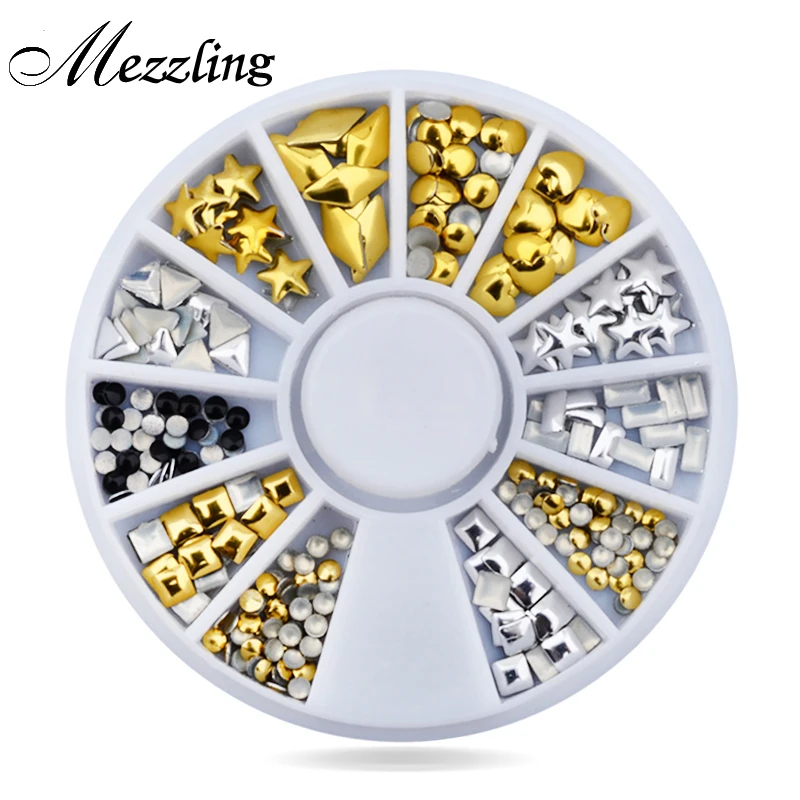 Набор для украшения ногтей золотого и серебряного цвета различные конструкции