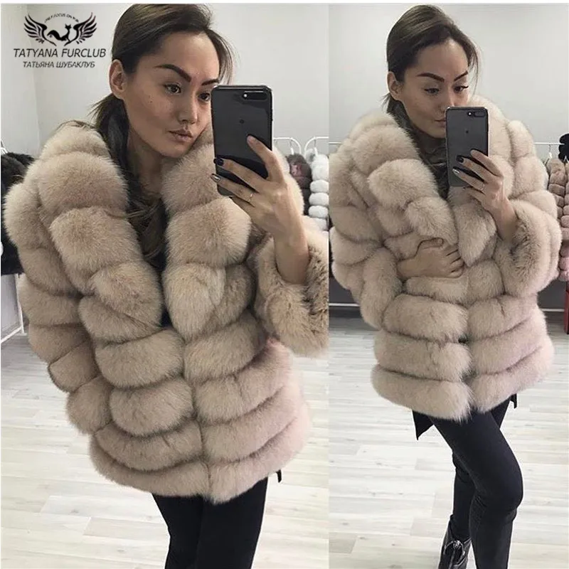 Tatyana furclub шуба из натурального Лисьего меха женская меховая куртка зимняя с воротником из натурального Лисьего меха теплая короткая Повседневная Верхняя одежда однотонная модная