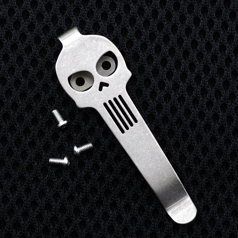 Hotselling Pocket Clip For Knife DIY Skull EDC Knife Material TC4 Titanium alloy Knife Clip belt flashlight K sheath Pocket Clip - Цвет: Белый