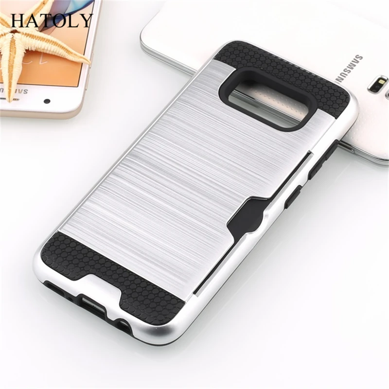 HATOLY Case For Samsung Galaxy S8 G9500 5.8&quot Brushed Armor Silicon Rubber Hard Phone Cover for with Card Slot |