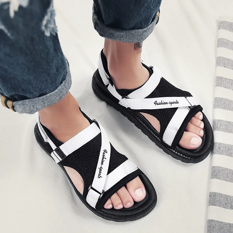 Мода и отдых Для Мужчин's босоножки Basic с передним задним ремнем летние туфли
