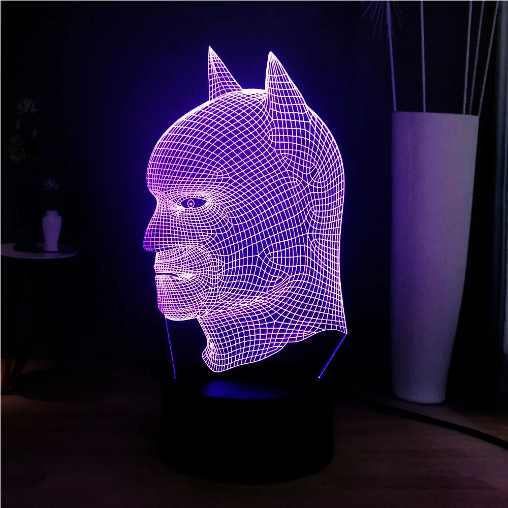 Серия Marvel Человек паук Супергерой голова Бэтмена креативная атмосфера свет 7