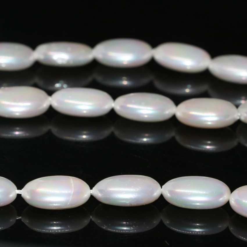 Заводская розетка модные натуральные белые жемчужины Плоская овальная форма 7*18