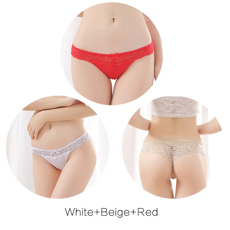 Set 7 3Pcs Модные сексуальные кружевные трусики для женщин и девушек, женские мягкие трусики-стринги с низкой талией, трусики с бантиком, Размеры s m l xl XXL, Комплект трусов - Цвет: Set 7 3Pcs