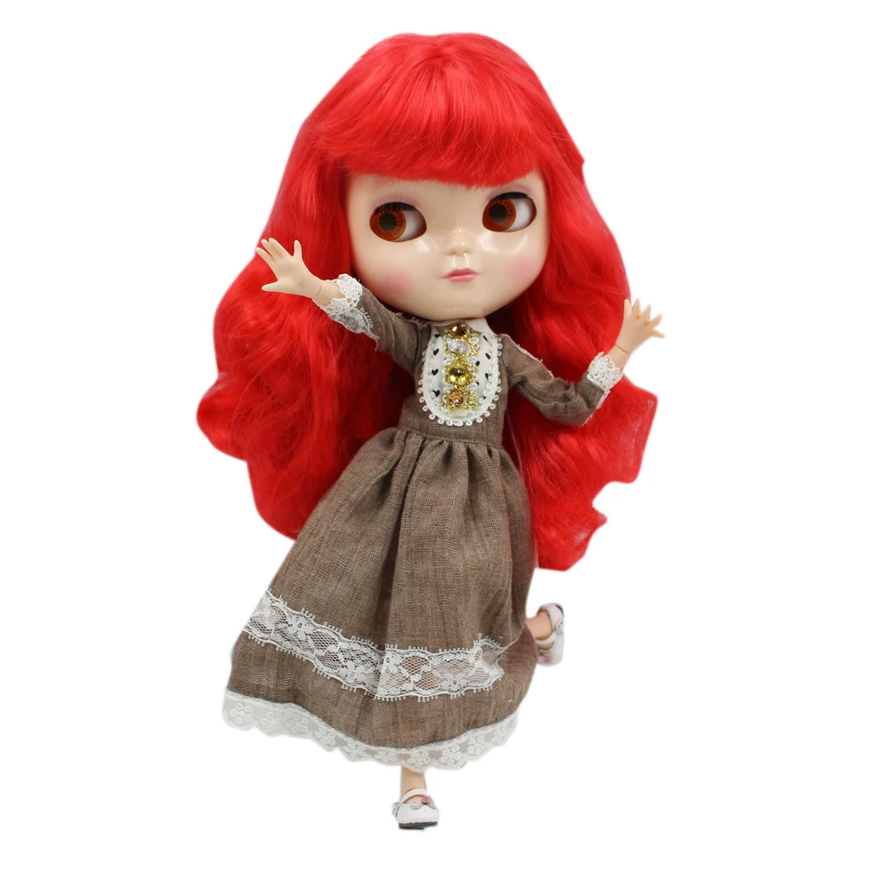 Шарнирная кукла ICY Doll фабричная с красными вьющимися волосами BL1248 подходит для
