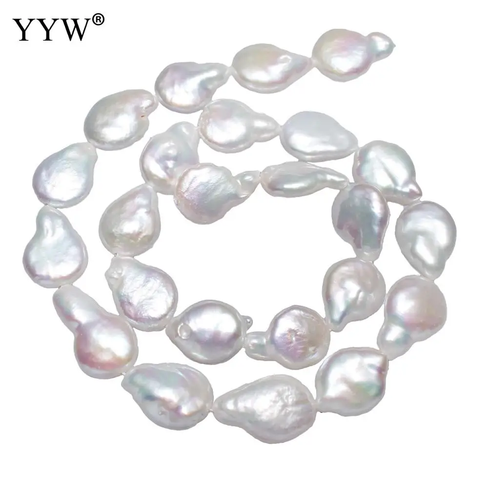 

12-13mm Cultured Baroque Freshwater Pearl Beads Nuggets Natural White Pearl Beads For Bracelets Necklace Diy Jewelry Making 15''