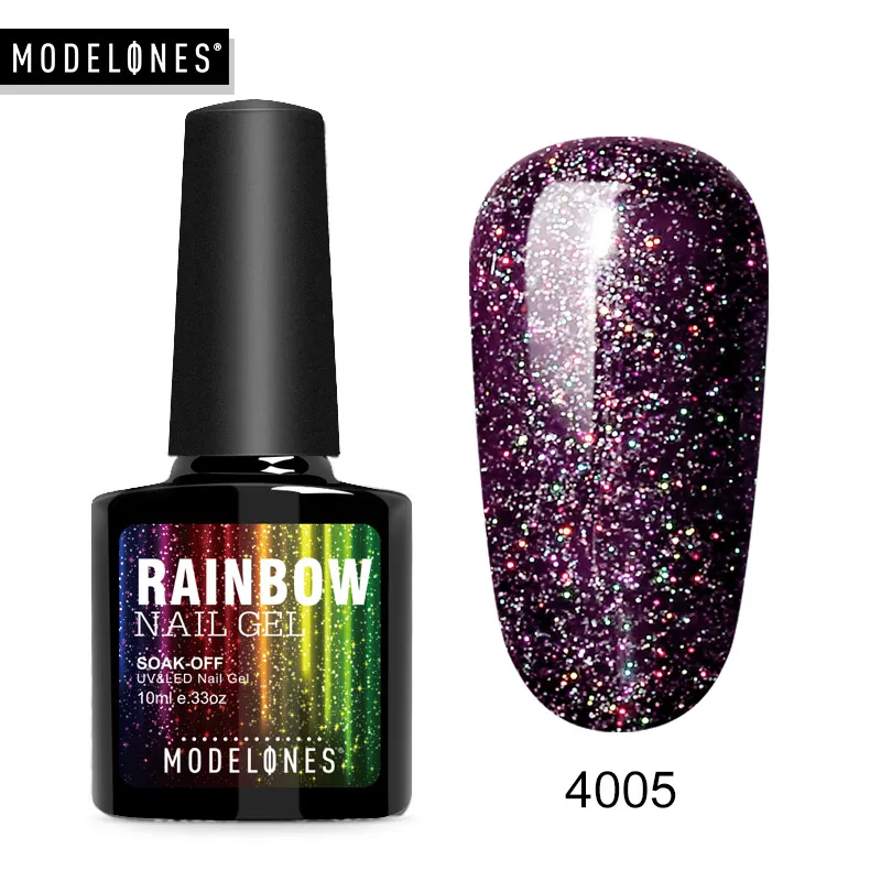 Modelones Neon Glitter Led Nail Gel Polish Soak Off Blue Color Glitter UV Nail Varnish Lacquer Long Lasting Sequins Hybrid Gel - Цвет: 4005