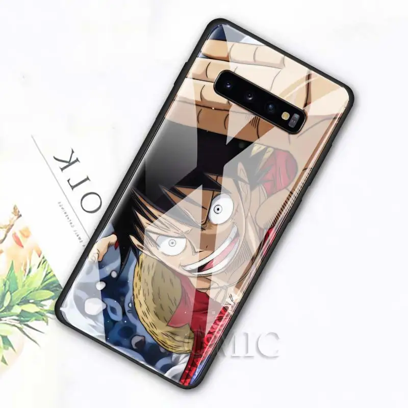 Чехол из закаленного стекла для samsung Galaxy S10e S10 S8 S9 Plus Note 9 10 A50 A70, чехол для телефона с Аниме one piece Luffy Zoro, роскошное стекло