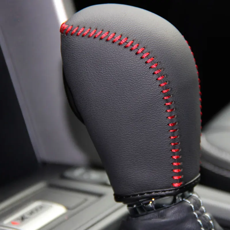 Red Line PONSNY Чехлы для интерьера автомобиля чехол для Subaru XU Forester 2013- автоматическое переключение крышки ручки из натуральной кожи ручной работы - Название цвета: Red Line