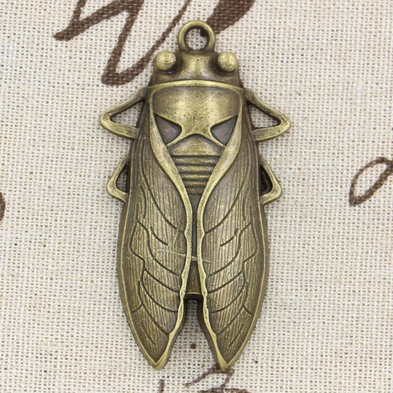 3 шт. Очаровательные летние Cicada 62x33 мм античные бронзовые Серебристые Подвески