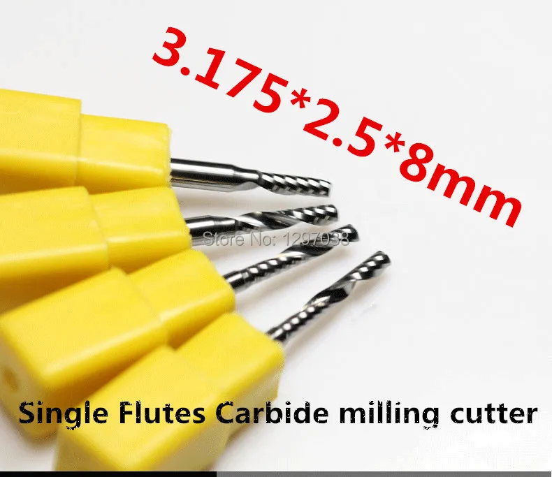 

5PCS Good quality Acrylic 3.175*2.5*8 Single Flutes Carbide milling cutter, CNC Carving Tool ,CNC Router Bit Woodworking Tools