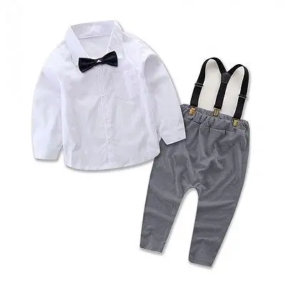 2017baby boys 2pcs clothes Toddler Kids Baby Boys Outfits Shirt Tops +Long Pants Overalls Clothes Set 0-24M |