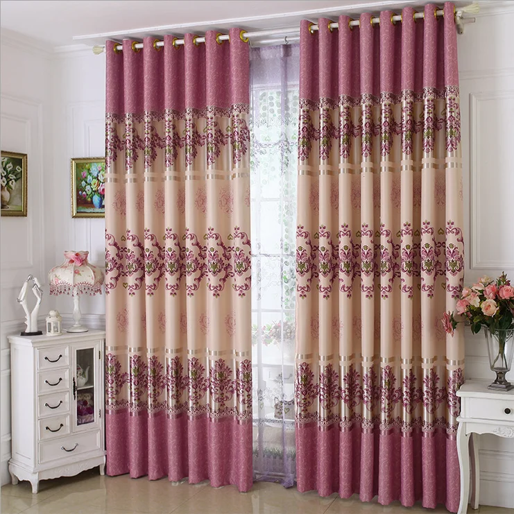 Pink Curtain 1 шт., занавески для спальни, новые занавески полного оттенка для гостиной, набивная ткань, европейский стиль, занавески, тюль, фиолетовый, розовый цвет - Цвет: Pink Curtain
