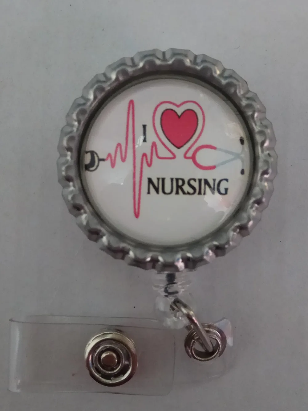 LOVE Heart RN Nurse ~ ID Badge Holder Retractable Reel 10pcs/lot |