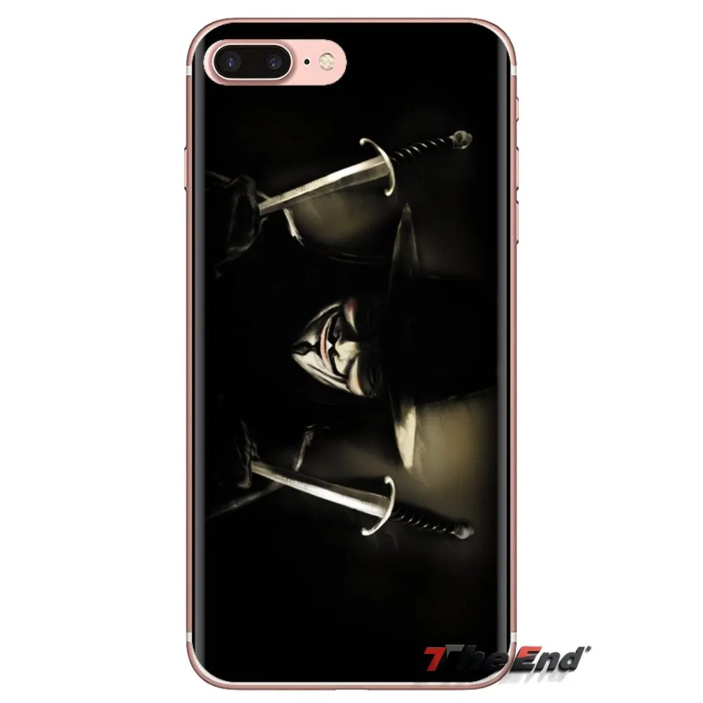 For iPod Touch Apple iPhone 4 4S 5 5S SE 5C 6 6S 7 8 X XR XS Plus MAX Transparent TPU Shell Covers Anonymous Mask V Vendetta |