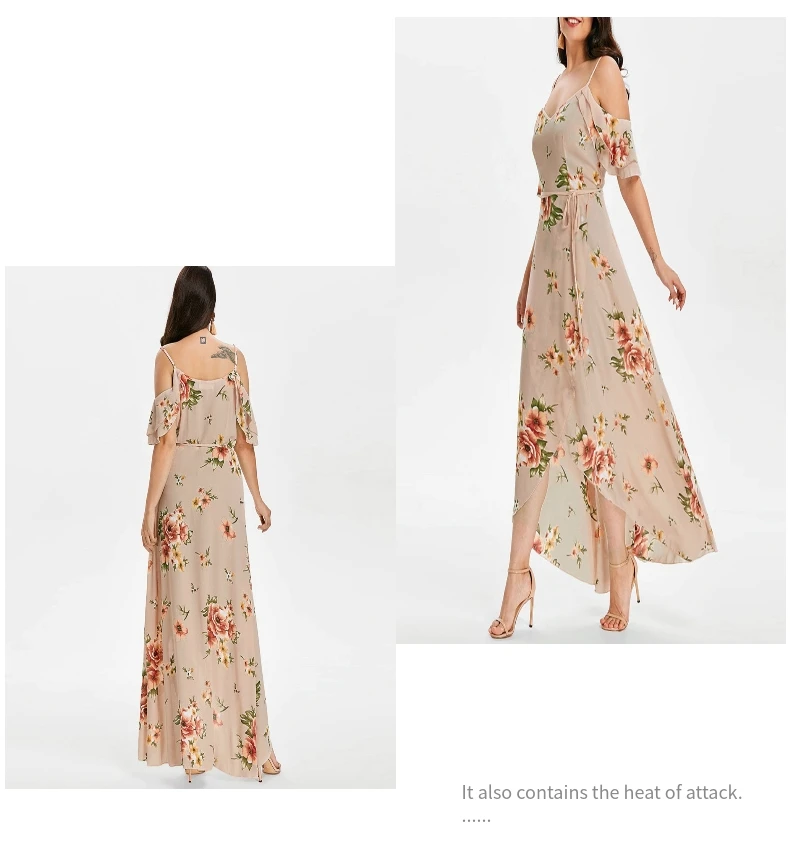 Vestido verano, Женское Платье макси с коротким рукавом и открытыми плечами, летнее платье больших размеров с цветочным принтом, сексуальное длинное платье