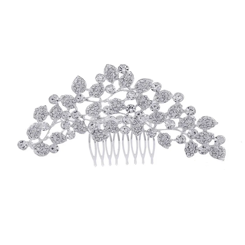 Yxph прозрачные кристаллы Свадебные Лист Свадебный гребень для волос со стразами