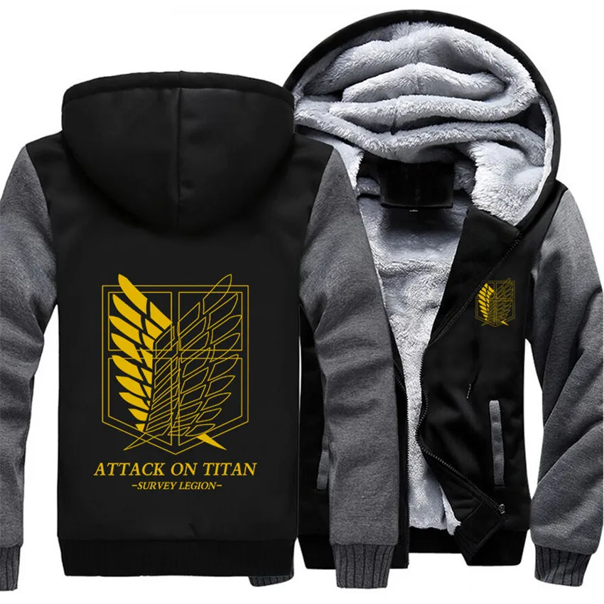 Американский размер, Аниме Shingeki no Kyojin Surve Winter, женская и мужская толстовка с капюшоном, куртка на молнии, повседневная спортивная одежда - Цвет: Golden wig 5