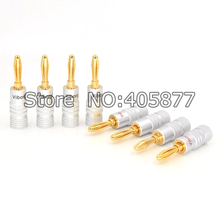 8 шт./лот 4 мм Виборг Банановый штекер 24K золотой Чистая медь адаптер аудиоразъем