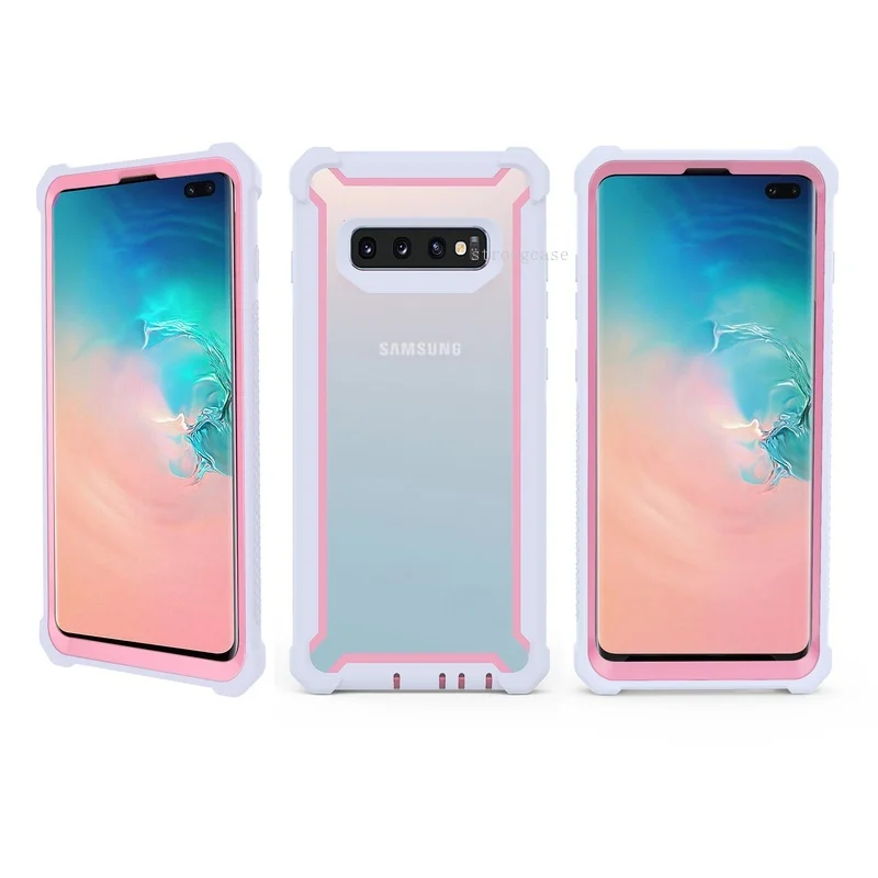 Pink White Роскошные 360 Защитный противоударный чехол для samsung Galaxy S10 S10e S8 S9 Plus Note 9 крышка с Экран Протектор Красочные - Цвет: Pink White