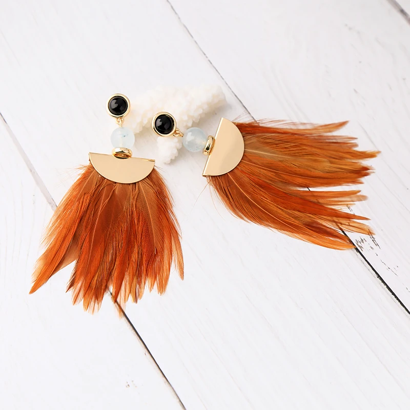 Женские серьги с натуральным пером мягкие элегантные летние новинка модные