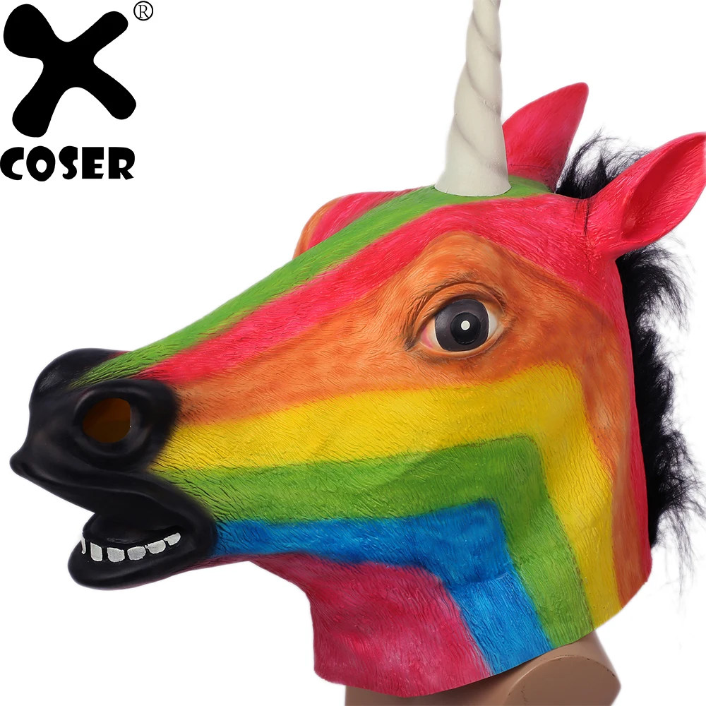 XCOSER брендовая новая Радужная маска для лица с единорогом Марди Гра 2018
