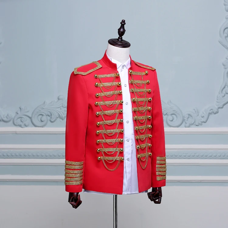 Классический мужской черный блейзер Мужская сценическая куртка Красный костюм