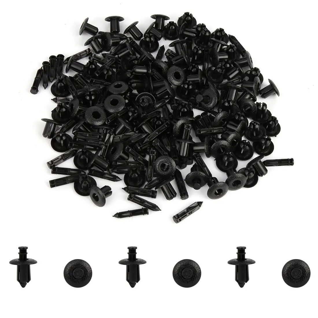 

uxcell 100Pcs 8mm Black Plastic Rivets Push Type Fender Retainer Fastener Clip for Car