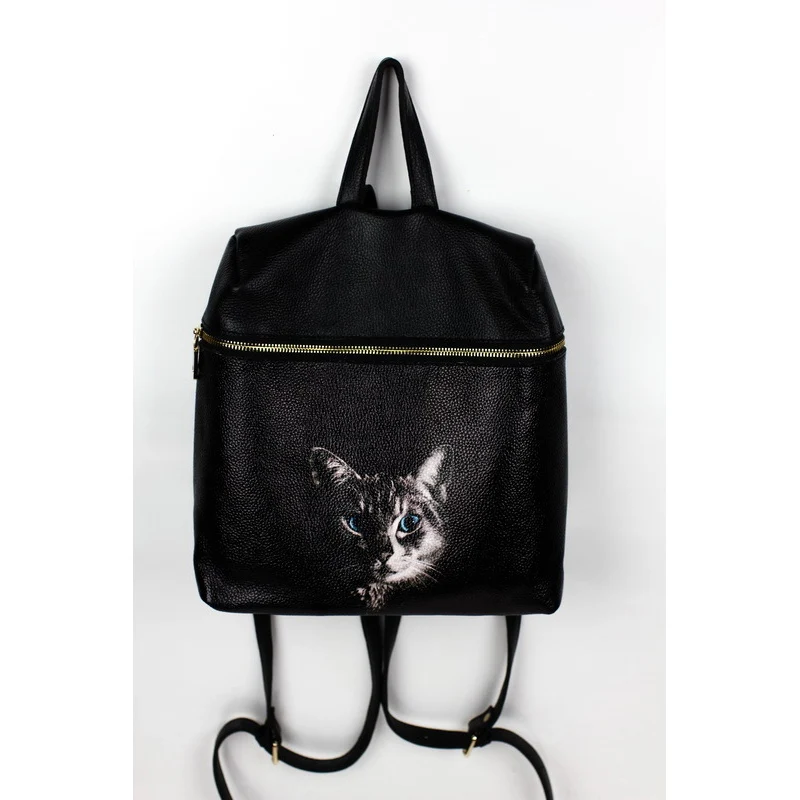 27*28*11cm Cute Puppy Dog Paneled Day Pack Soft 100% Real Cowhide Casual School Women Genuine Leather Shoulder Bag A317 | Багаж и сумки