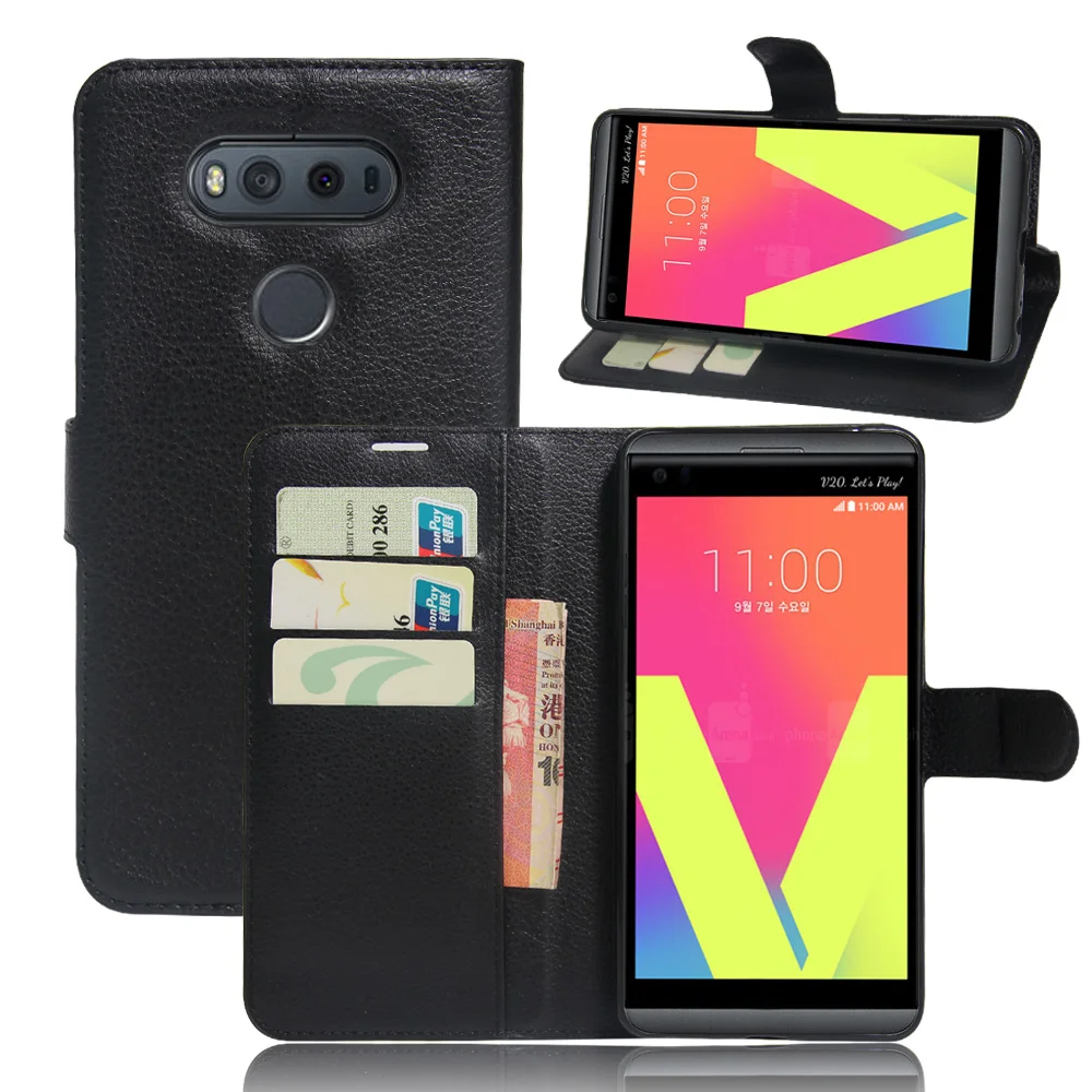 Модный кожаный чехол кошелек из зернистой ПУ кожи для LG V20 защитный флип телефона
