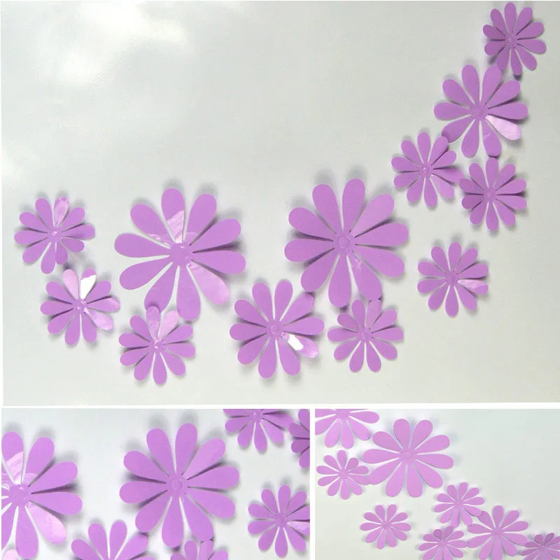 12 шт. DIY 3D однотонные настенные наклейки с бабочками и цветами для украшения дома