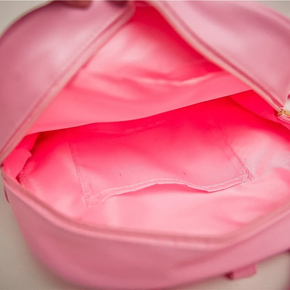 Candy Color PU Leather Ita Bag DIY Transparent Love Heart Shape Backpack Kawaii Harajuku Schoolbags For Teenage Girls#L10