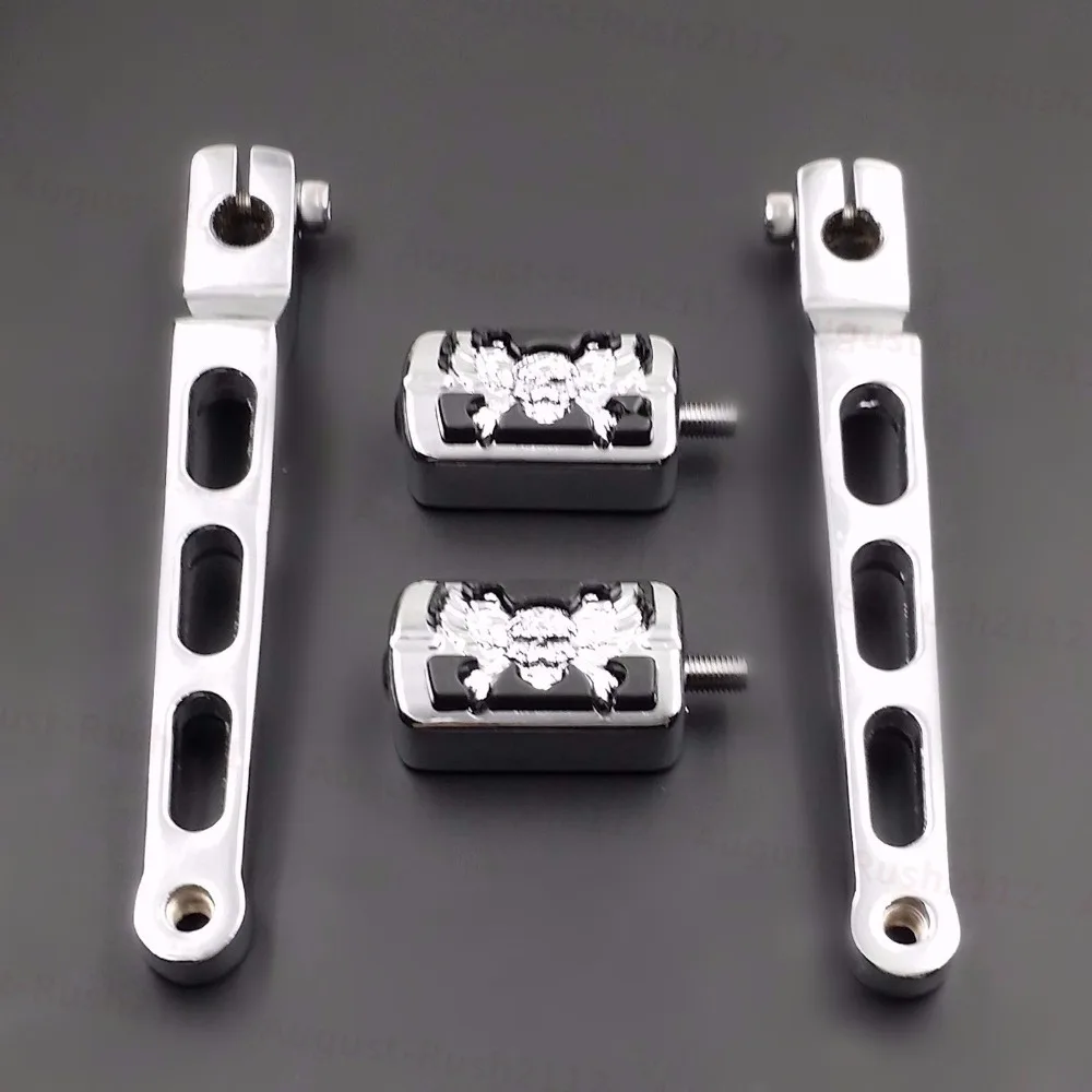 Хромированный рычаг для коробки передач с каблуком + колышки черепом Harley Electra Glide