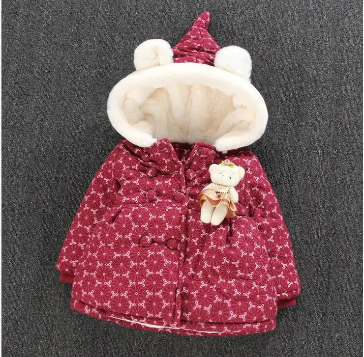 

Girl's warm flower padded jacket