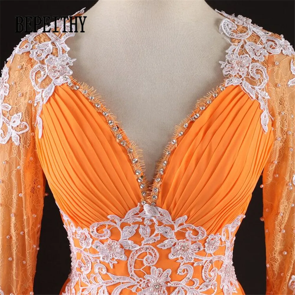 BEPEITHY Robe De Soiree шифоновое прозрачное кружевное длинное вечернее платье из органзы