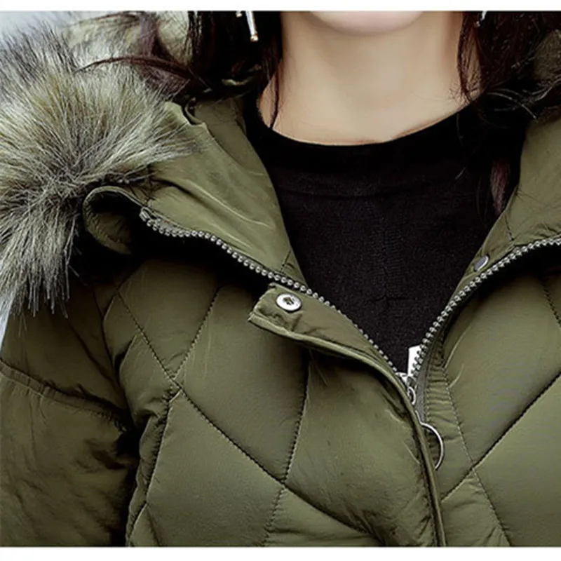 

AKSLXDMMD Parkas Mujer Overcoat Slim Fur Collar Hooded Jackets 2019 New Winter Women Jacket Thick Long Coat Female LH1124