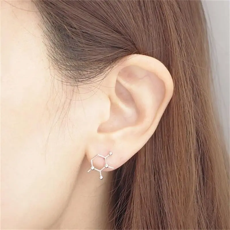 Модные молекулярной серьги-гвоздики геометрической формы цинка alloymolecular