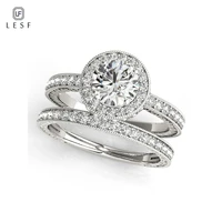 lesf 1 0 ct wedding ring set solid 925 sterling silver engagement band fashion jewelry for women